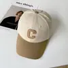 Boné de Baseball Color Block com Letras Estilo Japonês para Mulheres, Versátil Casual para Primavera e Outono, Para Cabeça Grande, Afina o Rosto, Boné Bico de Pato para Homens
