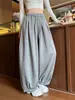 Calça feminina estilo japonês e coreano, corte relaxado, cintura alta, amarração com cordão, comprimento no tornozelo, perna larga, nova coleção de outono, caimento solto, modelagem que afina, calça de moletom casual