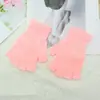 Guantes transfronterizos de medio dedo color liso estilo fino sin dedos primavera y otoño tejido lana invierno unisex guantes de medio dedo venta al por mayor