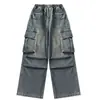 Pantalones infantiles de comercio exterior 2026 nuevo modelo jeans para niñas estilo primavera y otoño modernos pantalones cargo de otoño para niños mayores