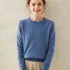 Nuevo suéter básico de moda grueso de cuello redondo para mujer de otoño e invierno, color liso simple, adelgazante, adecuado para ir al trabajo, con un ajuste regular en los hombros