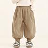 Calça de Lã Changguo para Meninos Calça Casual de Veludo Cotelê de Inverno para Crianças Pequenas e Bebês com Lã Integrada e Punhos Elásticos