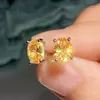 Aretes de Venta Caliente Transfronterizos, Aretes Brillantes de Diamante Solitario de Cuatro Garras para Mujer, Aretes Ovalados de Zirconia de Estilo Ins Modernos y Compactos