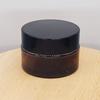 Pote de Creme Marrom à Prova de Luz com Desconto e Tampa Preta, Pote de Vidro para Creme/Pomada com Tampa de Rosca de Alumínio, Frasco Dispensador de Vidro Marrom
