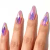 Rombos Multifacéticos Estéreo 3D Metal Electrochapado Brillo Manicura Moda Estilo Ins Europeo y Americano Cabeza Redonda Uñas Almendra Serie Morada