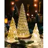 Árbol de Navidad de Cristal de Escritorio Luminoso Adornos Ins Decoración Atmósfera Festiva Fiesta Ventana Regalos de Navidad