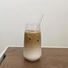Copo de Vidro com Listras Verticais, Copo Trendy para Chá de Frutas e Bebidas Geladas, Caneca de Café de Grande Capacidade, Copo de Cola, Copo de Água, Copo de Suco de Vidro de Alto Borossilicato