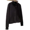 ¡Dile adiós al estorbo! De Rong top cómodo versátil con cuello de soporte de bolsillo, cierre de cremallera, corte ajustado, favorecedor, sudadera chaqueta elástica para mujer