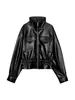 Comercio exterior transfronterizo Amazon artículo de venta caliente ropa de mujer 2026 otoño nuevo moda europea y americana cuello alto decoración de bolsillos ajuste de cintura chaqueta de cuero