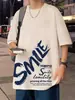 Nova Camiseta Estampada de Manga Curta Estilo Americano para Homens Verão 2026, Roupa Tendência para Casal, Camiseta Solta Hip-Hop High Street