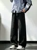 Calça Jeans Desconstruída Patchwork Corte Curvo para Homem, Novas Calças Casuais Tendência Outono Slim Fit Reto Wide-Leg Longas
