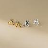 Nalan S925 Brincos de Prata Esterlina Doce Pequeno Três Estrelas Brincos de Flor de Carro Ins Wind Brincos de Passageiro M05945