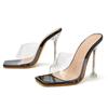 Zapatos de Mujer Fábrica de Zapatos para Mujer Venta al por Mayor Cristal Punta Abierta Moda de Pasarela Europea y Americana Estilo Francés Zapatillas de Exterior de Tacón Alto