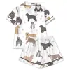 Cardigan Transfronterizo Europeo y Americano de Seda de Leche con Estampado de Colores Claros para Mujer, Conjunto Casual Transpirable de Manga Corta y Shorts para el Hogar