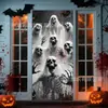 Cortina de Puerta de Bruja Oscura Gato Negro de Halloween Tela Colgante Decoración de Escena de Terror para Patio Puerta Principal Fiesta del Festival de Fantasmas Pancarta de Puerta