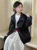 Chaqueta de Cuero para Niña Primavera y Otoño Nueva Ropa Infantil Elegante Chaqueta Reversible a Cuadros de Longitud Media para Niña Tendencia Infantil