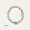 Pulsera Pequeña Fresca de Ágata Azul Turquesa con Cuentas de Transferencia Círculo Único Cristal de Fresa Verde Nueva Cristal Chino Simple Apilada para Usar Pulsera Versátil