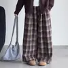 Nueva colección de otoño para niñas: Cárdigan de punto estilo coreano con detalles de ganchillo, conjunto informal de pantalones a cuadros, pantalones de pierna ancha y abrigo de punto