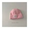 Chapéu de Lã Tricotado Estilo Coreano para Crianças Outono e Inverno Etiqueta de Renda Chapéu Pulôver Moda Família para Meninos e Meninas Quente e Fofo Tricotado