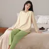 Novos Pijamas Femininos 2026 para Primavera e Outono, Algodão Puro Manga Longa Estilo Coreano, Casual Usável em Casa, Adequado para Outono e Inverno