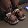 Pantuflas de algodón para niños con diseño de capibara, estilo invierno, para niños, material EVA, para uso en interiores, parte superior tipo piel, impermeables, para niños de tamaño mediano y grande, niños pequeños y bebés