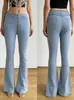 Fábrica de Origem Europeia e Americana Comércio Exterior Moda Transfronteiriça Jeans Flare Elástico para Mulheres Jeans Feminino