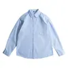 Camisa de trabajo de algodón puro retro americana marrón para hombre, de manga larga, camisa casual simple de otoño, chaqueta de moda estilo japonés para hombre