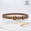 Nova Cinto com Padrão de Crocodilo Feminino Fivela de Pino Cinto de Couro Moda Feminina Versátil Cinto Fino Feminino Decoração com Jeans