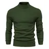 Suéter Gola Alta Liso Masculino Outono/Inverno 2025 Tricô Masculino Camisa Base Verde Militar