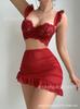 Suministro transfronterizo de ropa interior sexy de comercio exterior explosiones tirantes finos para mujer falda de cadera perspectiva traje sexy