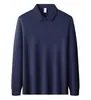 Camisa polo de manga larga de color liso con cuello, alta elasticidad, cuello clásico a rayas, color liso para hombre, se puede imprimir o bordar