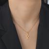 Collar de acero de titanio cortado con colgante de estrella de cuatro aristas huecas, personalidad, regalo de cumpleaños de moda, joyería, regalo, collar de acero inoxidable