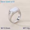 Anillo Europeo y Americano Transfronterizo de Acero Inoxidable con Incrustaciones de Concha Blanca, Chapado al Vacío en Oro de 18K, Anillo Unisex Solapado