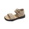 Sandalias Casuales Retro con Estampado de Leopardo para Niñas, Nuevo Verano 2026, Moda Coreana de Nicho Versátil, Zapatos Romanos Infantiles
