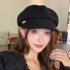 Boina Maillard para Mujer 2025 Nueva Primavera y Otoño Estilo Británico Estilo Japonés Retro Pico de Pato Octagonal Gorra de Periodista Boina de Pintor