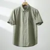 Camisa Casual de Manga Corta de Color Puro Transpirable Cómoda Pantalones con Bolsillo de Solapa Camisa de Algodón y Lino para Hombre Manga Corta de Algodón y Lino 8717