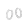 768 Diseño de Nicho Ins Estilo Simple Geométrico Elegante Redondo Plisado Textura Vertical Hebilla de Oreja de Plata de Ley S925 para Mujeres