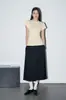 Camiseta Gris Oscuro de Manga Corta para Mujer ~ 2026 Nuevo Verano Elástica Ajustada Cuello Redondo Color Sólido Top