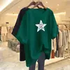 2026 Nuevo Estilo Cuello Redondo Longitud Media Manga Corta Versátil Casual Talla Grande Adelgazante Estampado de Letras Holgada Camiseta para Mujer