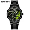 Reloj de cuarzo Sanda para hombre, moderno, sencillo, resistente al agua, creativo, hueco, de cuarzo, con rueda, electrónico.