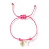 Pulseira Trançada com Pingente Redondo, Pulseira com Cordão Ajustável, Corda Trançada Feita à Mão, Acessório de Mão Unissex com Cruz