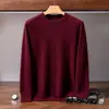 26 Nuevo Suéter de Cachemira para Hombre Otoño/Invierno, Cuello Redondo, Cálido, Color Sólido, Tejido de Manga Larga, Suéter Básico Casual de Negocios