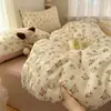 Conjunto de cama ins, de quatro peças, algodão puro, adequado para dormir sem roupas, inclui lençol com elástico e capa de edredom, algodão macio como nuvem, conjunto de três peças para dormitórios estudantis, adequado para beliches