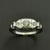Huajie explosiones transfronterizas platino de imitación incrustado circón blanco anillo de personalidad simple creativo para hombres y mujeres ventas directas de fábrica