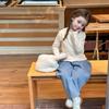 Camisa Básica de Gola Meia-Alta com Etiqueta para Meninas, Roupa Infantil de Inverno com Alta Elasticidade em Lã, Manga Longa Meia-Gola Elástica