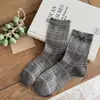 Nueva Colección Otoño/Invierno 2026: Calcetines de Media Pantorrilla para Mujer con Lazo, Estampados Florales y de Cuadros, Borde de Volantes Retro, Algodón Suave, Talla Única