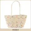 Bolsa de Ombro Grande com Marcação Bolsa de Algodão Trançado Vazado Nova de Verão Grande Capacidade Bolsa de Praia para Férias na Costa Francesa Bolsa Feminina