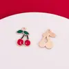 Fruta de Gotejamento de Óleo Transfronteiriça Desenho Animado Cereja DIY Pulseira Brincos Colar Pingente Pequeno Joias de Liga Acessórios