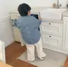 Camisas Jeans de Manga Longa para Meninos e Meninas Outono Calças Jeans Casuais com Bolsos de Aba para Crianças Camisas Casuais Jaquetas Cardigans Casuais