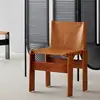 Cadeira Monge Usada Cadeira de Jantar em Madeira Maciça Cadeira Estilo Wabi-sabi Cadeira Vintage para Casa Cadeira com Encosto em Couro Cera de Óleo Cadeira para Pousada